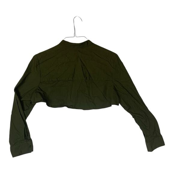 Vetta women's XL army green crop button up faux casual avant casual over lay - Picture 3 of 7
